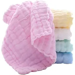 TERI BERI Muslin Cotton Face Towels for New Born Baby Extra Soft Hankies Reusable Napkins for Infants Toddlers Baby Care Soft & Absorbent - Pack of 5 (Multicolour)-picture-24