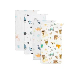 Teri Beri Unisex Kids Pack Of 4 Animal Printed Organic Cotton Burp Cloths-picture-27