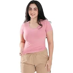 terractive Women's Cuddle Baby T – Soft Premium Cotton Half Sleeve Tee – Stretch Fit Tagless Comfort Lightweight Breathable Everyday Wear Casual Top for Lounging Layering or Outings-picture-33
