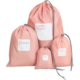 terxa Waterproof Shoe & Laundry Bag | Travel Drawstring Bag | Underwear/Makeup Storage Pouch | Clothes Storage Organizer | Packing Luggage Bag For Shoes (Set of 4 PCs,Multicolor)-picture-55