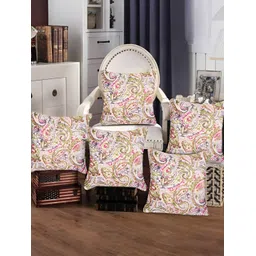 Tesmare Beige 5 Pcs Ethnic Motifs Velvet Square Cushion Covers-picture-16