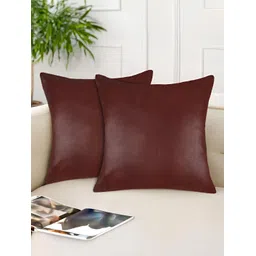 Tesmare Maroon 2 Pieces Leather Square Cushion Covers-picture-37
