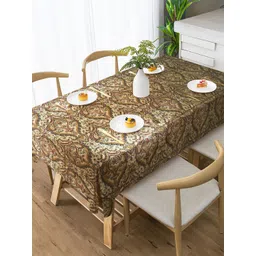 Tesmare Off White Ethnic Motifs Anti-Slip 6-Seater Table Cover-picture-21
