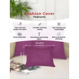 Tesmare Purple 2 Pieces Checked Velvet Rectangle Cushion Covers image 2