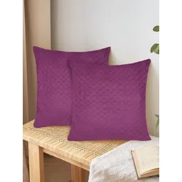 Tesmare Purple 2 Pieces Checked Velvet Square Cushion Covers-picture-10