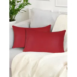Tesmare Red 2 Pcs Leather Rectangle Cushion Covers-picture-18