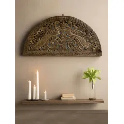 TESU Brown Mango Wood Hand Carved Peacock Jali-picture-44