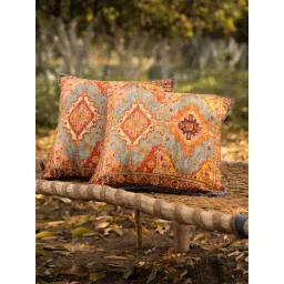 TESU Multicolor Jute Ikkat Charm Cushion Cover - Set of 2-picture-29
