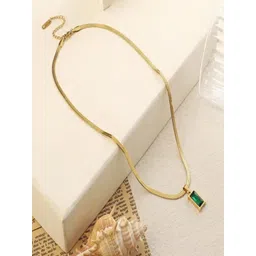 TEULRIP Stainless Steel Anti Tarnish Gold-Plated Artificial Stones Studded Minimal Chain-picture-14