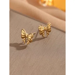 TEULRIP Stainless Steel Gold-Plated Anti Tarnish Bow Shaped Studs-picture-23
