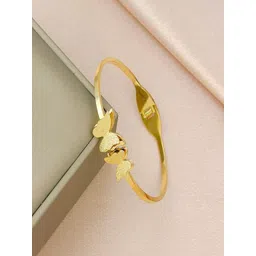 TEULRIP Stainless Steel Gold-Plated Anti Tarnish Butterfly Cuff Bracelet-picture-33