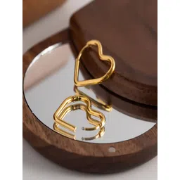 TEULRIP Stainless Steel Gold-Plated Anti Tarnish Heart Shaped Hoop Earrings-picture-24