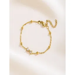 TEULRIP Stainless Steel Gold-Plated Anti Tarnish Zircon Studded Link Bracelet-picture-16