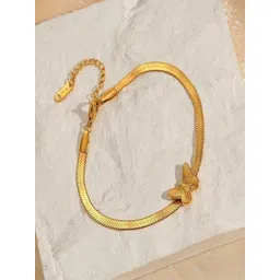 TEULRIP Stainless Steel Gold-Plated Flat Snake Chain Bracelet-picture-27