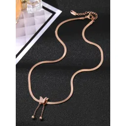 TEULRIP Women Anti-Tarnish Rose Gold-Plated Lobster Closure Necklace-image-0