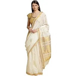 texation Onam Special Women's Kerala Kasavu Cotton Saree With Rich Pallu and Running Blouse Piece (Saree 5.5 meter, Blouse 0.8 meter)-picture-11