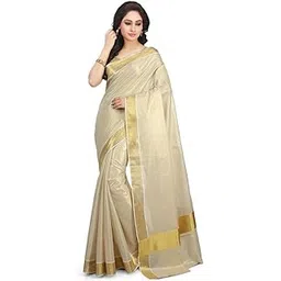 texation Women's Kerala Kasavu Golden Colour Tissue Saree With Running Blouse (Saree 5.5 meter, Blouse 0.8 meter)-picture-41
