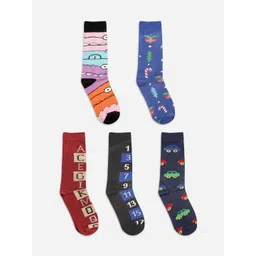 Texlon Kids Pack Of 5 Printed Calf-Length Socks-picture-14