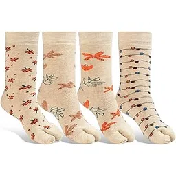 texlon Women's Calf Length Thumb Woolen Thick Towel Terry Spandex Warm Winter Wear Skin Color Socks (Pack of 4)(Multicolored, Free Size)-picture-20