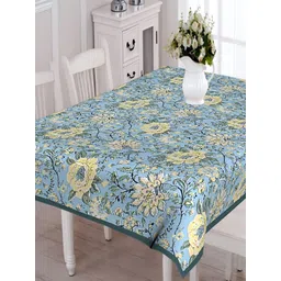 Texstylers Blue & Green Ethnic Motifs Anti-Slip Cotton 6-Seater Rectangular Table Cover-picture-16