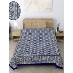 Texstylers Blue & Green Floral 140 TC Single Bedsheet with Pillow Covers-picture-18