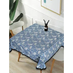 Texstylers Blue Paisley Printed Anti-Slip 2-Seater Square Pure Cotton Table Cover-picture-27