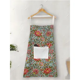 Texstylers Blue Red Floral Printed Cotton Apron-picture-10