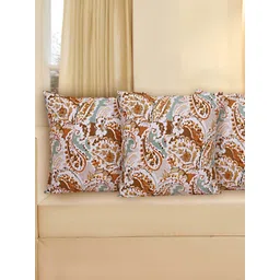 Texstylers Brown 3 Pieces Self Design Cotton Square Cushion Covers-image-8