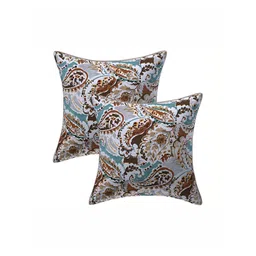 Texstylers Brown & Blue 2 Pieces Cotton Square Cushion Covers-image-22