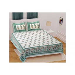 Texstylers Brown Floral 186 TC Queen Bedsheet with 2 Pillow Covers-image-48