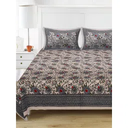 Texstylers Brown Floral 250 TC King Bedsheet with 2 Pillow Covers-image-2