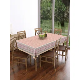 Texstylers Brown Floral Printed Rectangle Anti-Slip Pure Cotton 6-Seater Table Cover-image-13