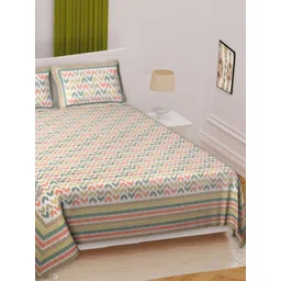 Texstylers Green & Peach-Coloured Ethnic Cotton 220 TC Queen Bedsheet Set-2.74mx2.28m-picture-28