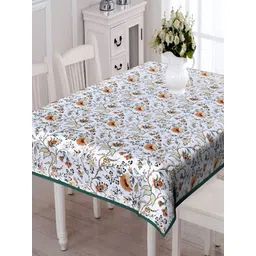 Texstylers Mustard Floral Anti Slip Cotton 6 Seater Table Cover-picture-11