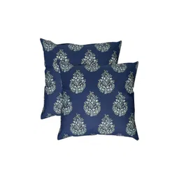 Texstylers Navy Blue 2 Pcs Printed Cotton Square Cushion Covers-picture-16
