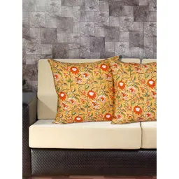 Texstylers Orange 2 Pcs Printed Cotton Square Cushion Covers-picture-11