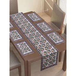 Texstylers Pink & Green 13 Pieces Printed Cotton Canvas Table Linen Sets-picture-16