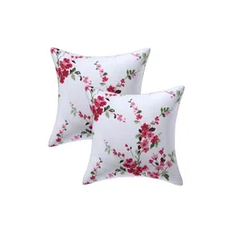 Texstylers Pink & White 2 Pcs Floral Cotton Square Cushion Covers-picture-28