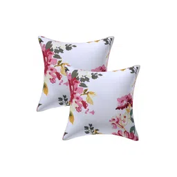 Texstylers Pink & White 2 Pcs Printed Cotton Square Cushion Covers-picture-17