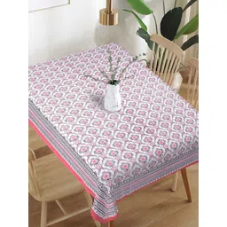 Texstylers Pink Ethnic Motifs Anti-Slip Cotton 6-Seater Table Cover-picture-33
