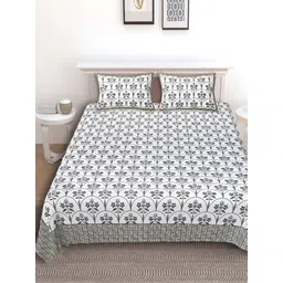 Texstylers Purple Floral 186 TC Cotton Queen Bedsheet with 2 Pillow Covers-picture-40