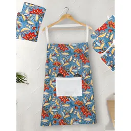 Texstylers Red & Blue 5 Pieces Floral-Printed Kitchen Linen Sets-picture-13