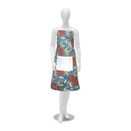 Texstylers Red & Blue Floral Printed Cotton Kitchen Apron-picture-11