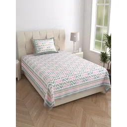 Texstylers White Abstract Printed 210 TC Pure Cotton Single Bedsheet Set- 1.52 m X 2.29 m-picture-24