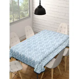 Texstylers White & Blue Ethnic Motifs Anti-Slip Cotton 6-Seater Rectangular Table Cover-picture-18