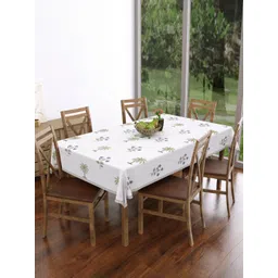 Texstylers White Floral Printed Rectangle Anti-Slip Pure Cotton 6-Seater Table Cover-picture-39