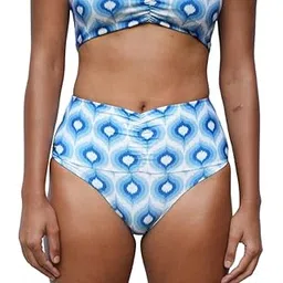 tfw High Waist Bikini Bottom with Gathered Panel for Women, Pull-on Swimwear, Full Coverage, Beachwear, Swim Bottom-picture-34