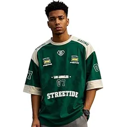 thalasi Men Cotton Jersey Aesthetic Oversized T shirt for Men | Sports Jerseys T-shirts & Half Sleeve Round Neck Printed Tshirt for Men - Down Shoulder Loose & Baggy Fit Korean T shirts for Man & Boys-picture-11