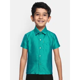 THANGAMAGAN Boys Blue Original Regular Fit Solid Casual Shirt-picture-33