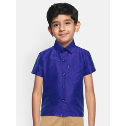 THANGAMAGAN Boys Blue Original Regular Fit Solid Casual Shirt-picture-34